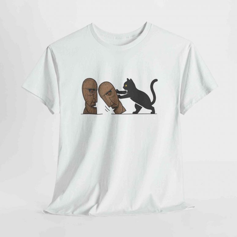 Pink Floyd Shirt - Cat Pushing The Division Bell Over Funny Pink Floyd Shirt - Cat Pushing The Division Bell Over Funny