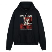 Snoopy Have A Cigar Welcome To The Machine Front Hoodie Black - OtherBrick