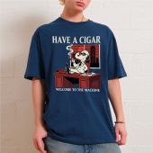 Snoopy Have A Cigar Welcome To The Machine Front Shirt Oman Navy - OtherBrick