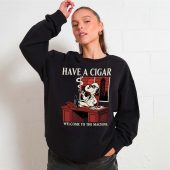 Snoopy Have A Cigar Welcome To The Machine Front Sweater Woman Black  - OtherBrick