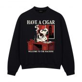 Snoopy Have A Cigar Welcome To The Machine Front Sweatshirt Black - OtherBrick