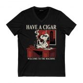 Snoopy Have A Cigar Welcome To The Machine Front Vneck Black - OtherBrick