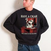 Snoopy Have A Cigar Welcome To The Machine Frontsweater Man Black - OtherBrick