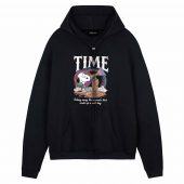 Snoopy Time Ticking Away The Moments That Make Up A Dull Day Pink Floyd Front Hoodie Black - OtherBrick