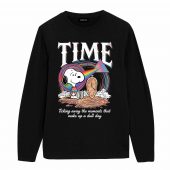 Snoopy Time Ticking Away The Moments That Make Up A Dull Day Pink Floyd Front Longsleeve Black - OtherBrick