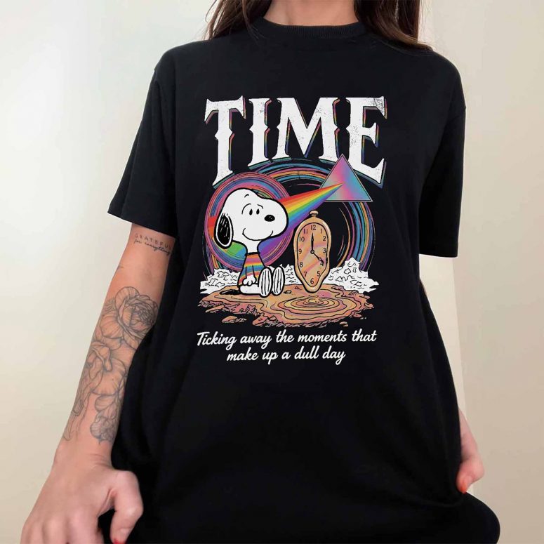 Snoopy Time Ticking Away The Moments That Make Up A Dull Day Pink Floyd Shirt