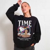 Snoopy Time Ticking Away The Moments That Make Up A Dull Day Pink Floyd Front Sweater Woman Black - OtherBrick