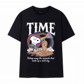 Snoopy Time Ticking Away The Moments That Make Up A Dull Day Pink Floyd Front Tshirt Black - OtherBrick