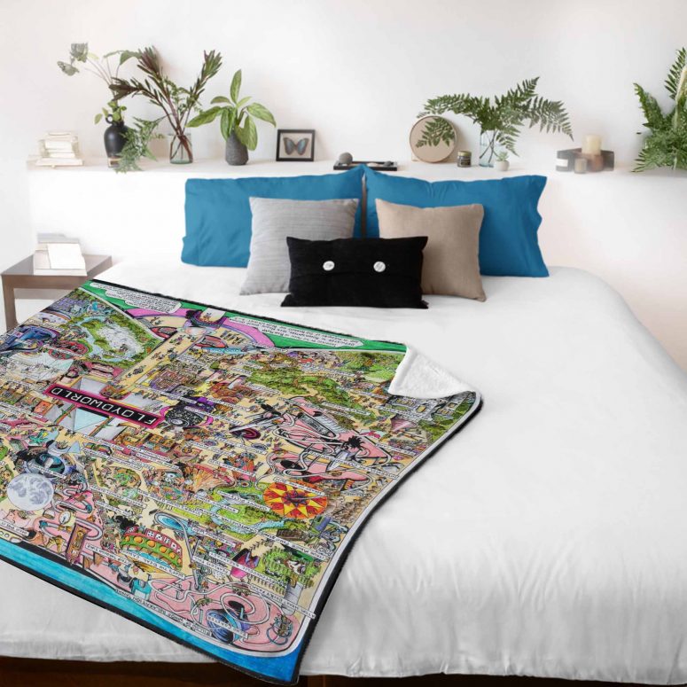 Pink Floyd Velveteen Plush Blanket - Floydworld Amusement Parks Album Collage Pink Floyd Velveteen Plush Blanket - Floydworld Amusement Parks Album Collage