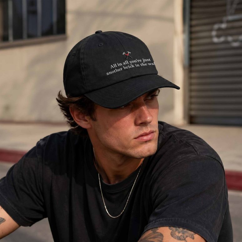 Pink Floyd Dad Cap Embroidered Hat - All In All You're Just Another Brick In The Wall Pink Floyd Dad Cap Embroidered Hat - All In All You're Just Another Brick In The Wall