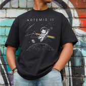 Pink Floyd Shirt - Funny Cat Astronaut Artemis 2 Dark Side Of The Moon