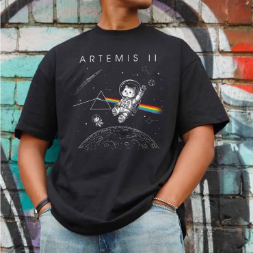 Pink Floyd Shirt - Funny Cat Astronaut Artemis 2 Dark Side Of The Moon
