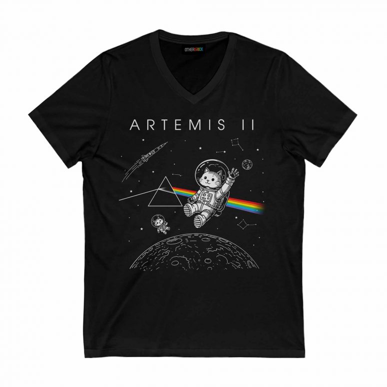 Pink Floyd Shirt - Funny Cat Astronaut Artemis 2 Dark Side Of The Moon