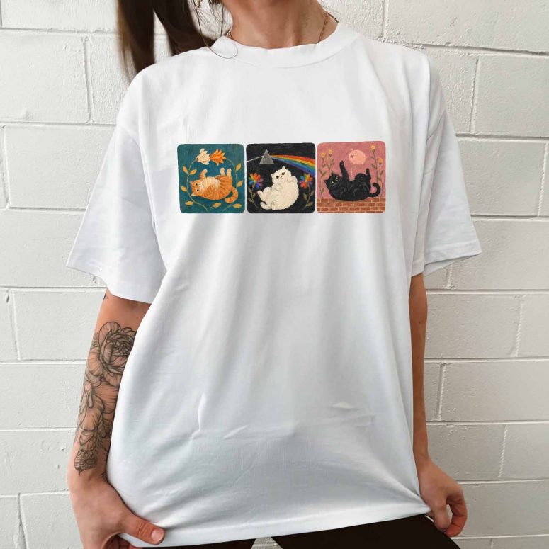 Pink Floyd Shirt - Three Cats Gouache Picture Book DSOTM