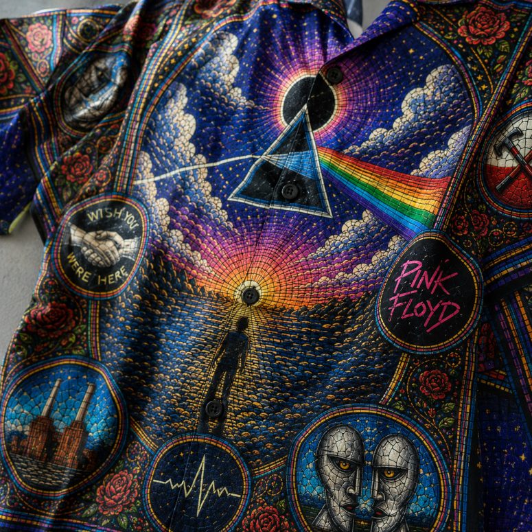 Pink Floyd Hawaiian Shirt - Dark Side Of The Moon Albums Collage Mosaic Art Print Pink Floyd Hawaiian Shirt - Dark Side Of The Moon Albums Collage Mosaic Art Print
