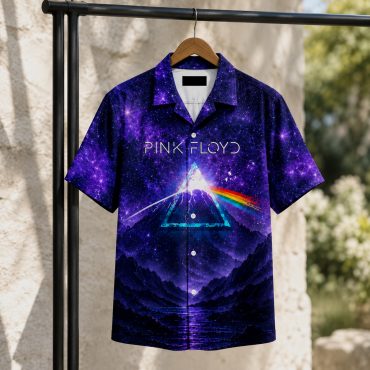Pink Floyd Hawaiian Shirt - I'll See You On The Dark Side Of The Moon Purple Galaxy