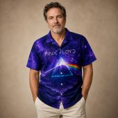 Pink Floyd Hawaiian Shirt I'll See You On The Dark Side Of The Moon Purple Galaxy Man - OtherBrick