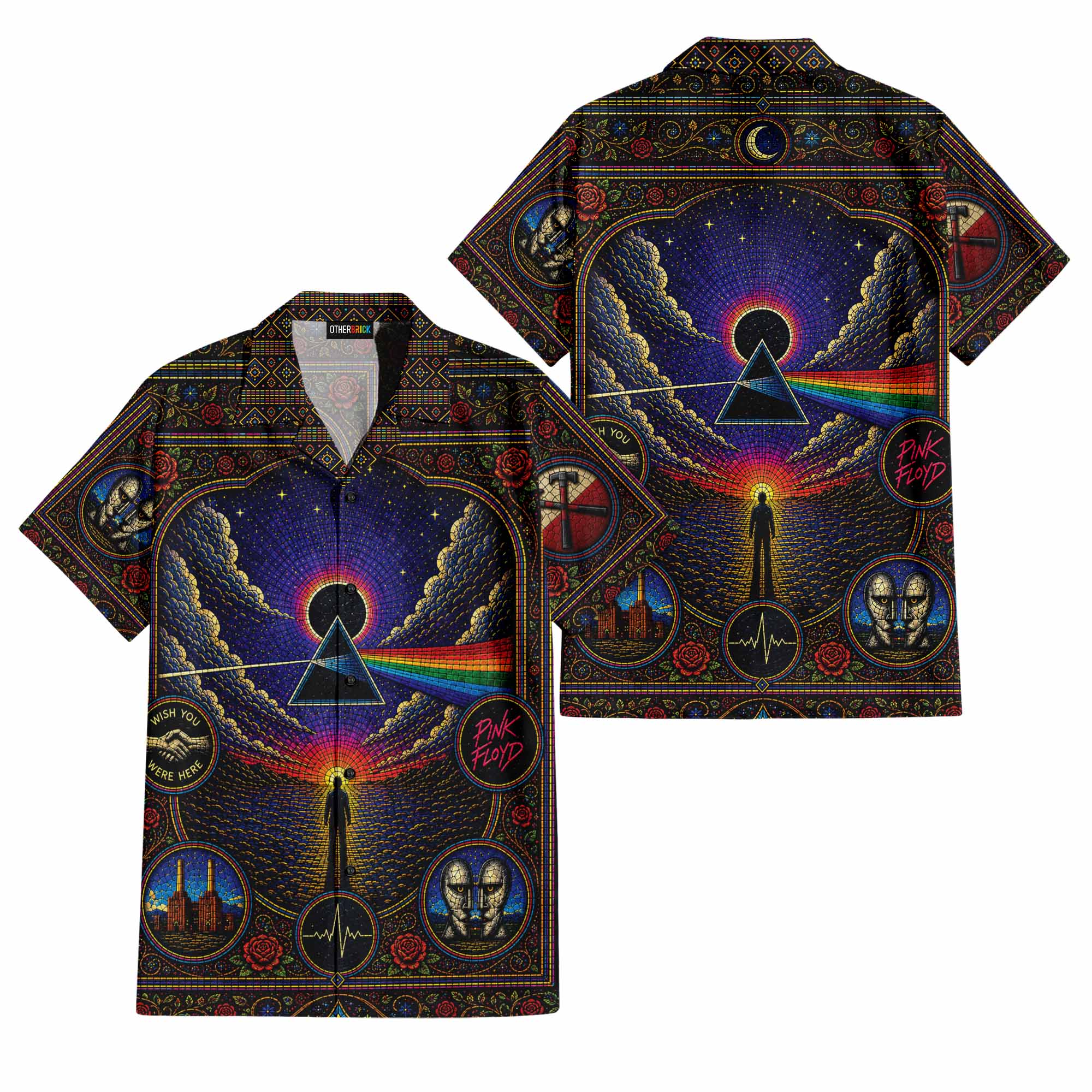 Pink Floyd Hawaiian Shirt - Dark Side Of The Moon Albums Collage Mosaic Art Print Pink Floyd Hawaiian Shirt - Dark Side Of The Moon Albums Collage Mosaic Art Print