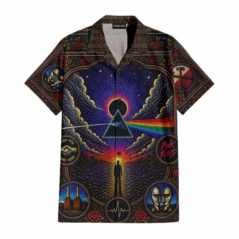 Pink Floyd Hawaiian Shirt - Dark Side Of The Moon Albums Collage Mosaic Art Print Pink Floyd Hawaiian Shirt - Dark Side Of The Moon Albums Collage Mosaic Art Print