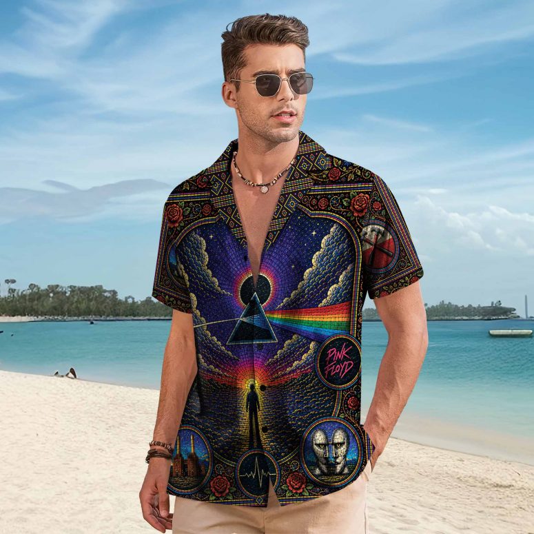 Pink Floyd Hawaiian Shirt - Dark Side Of The Moon Albums Collage Mosaic Art Print Pink Floyd Hawaiian Shirt - Dark Side Of The Moon Albums Collage Mosaic Art Print