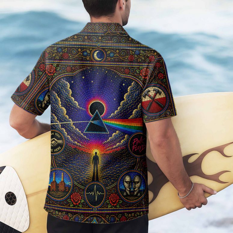 Pink Floyd Hawaiian Shirt - Dark Side Of The Moon Albums Collage Mosaic Art Print Pink Floyd Hawaiian Shirt - Dark Side Of The Moon Albums Collage Mosaic Art Print