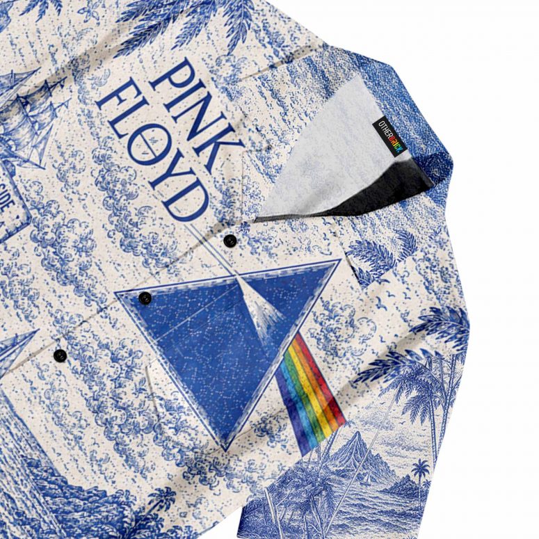 Pink Floyd Hawaiian Shirt - Dark Side Of The Moon Animals French Toile Print Style Pink Floyd Hawaiian Shirt - Dark Side Of The Moon Animals French Toile Print Style