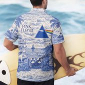 Pink Floyd Hawaiian Shirt - Dark Side Of The Moon Animals French Toile Print Style Pink Floyd Hawaiian Shirt - Dark Side Of The Moon Animals French Toile Print Style
