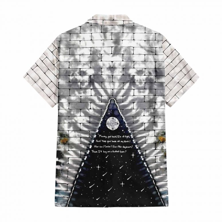 Pink Floyd Hawaiian Shirt – Heart Dark Side Of The Moon Money Lyrics All-Over Tie-Dye Print