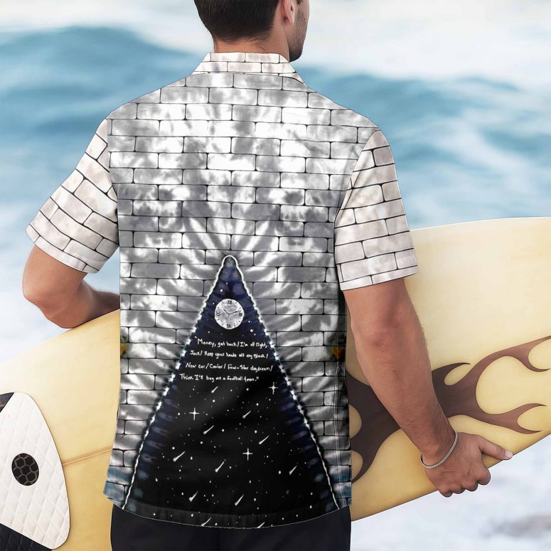 Pink Floyd Hawaiian Shirt – Heart Dark Side Of The Moon Money Lyrics All-Over Tie-Dye Print