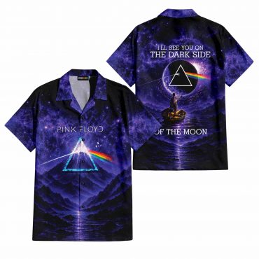 Pink Floyd Hawaiian Shirt - I'll See You On The Dark Side Of The Moon Purple Galaxy Pink Floyd Hawaiian Shirt - I'll See You On The Dark Side Of The Moon Purple Galaxy