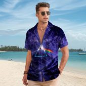 Pink Floyd Hawaiian Shirt - I'll See You On The Dark Side Of The Moon Purple Galaxy