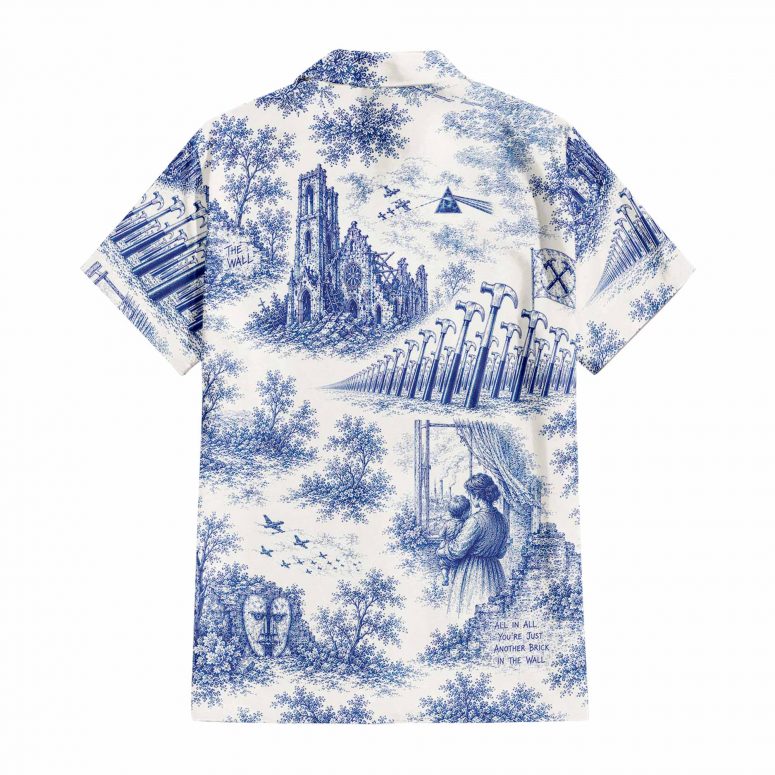 Pink Floyd Hawaiian Shirt – The Wall Village French Toile Print Style Pink Floyd Hawaiian Shirt – The Wall Village French Toile Print Style