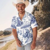 Pink Floyd Hawaiian Shirt – The Wall Village French Toile Print Style Pink Floyd Hawaiian Shirt – The Wall Village French Toile Print Style