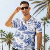 Pink Floyd Hawaiian Shirt – The Wall Village French Toile Print Style Pink Floyd Hawaiian Shirt – The Wall Village French Toile Print Style