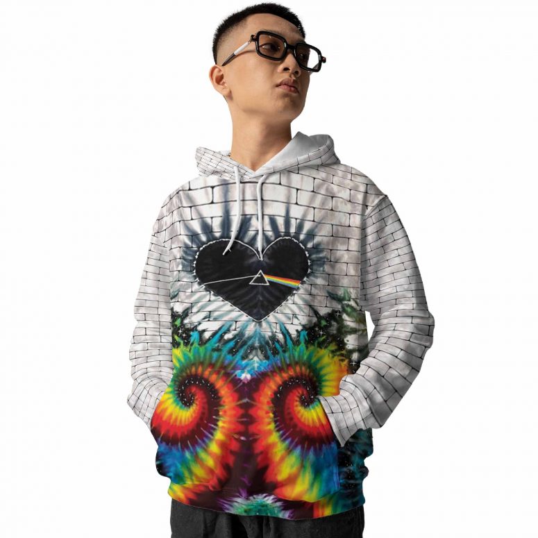 Pink Floyd Shirt - Heart Dark Side Of The Moon Money Lyrics All-Over Tie-Dye Print Pink Floyd Shirt - Heart Dark Side Of The Moon Money Lyrics All-Over Tie-Dye Print