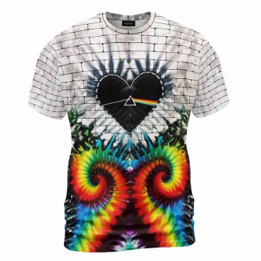 Pink Floyd Shirt - Heart Dark Side Of The Moon Money Lyrics All-Over Tie-Dye Print