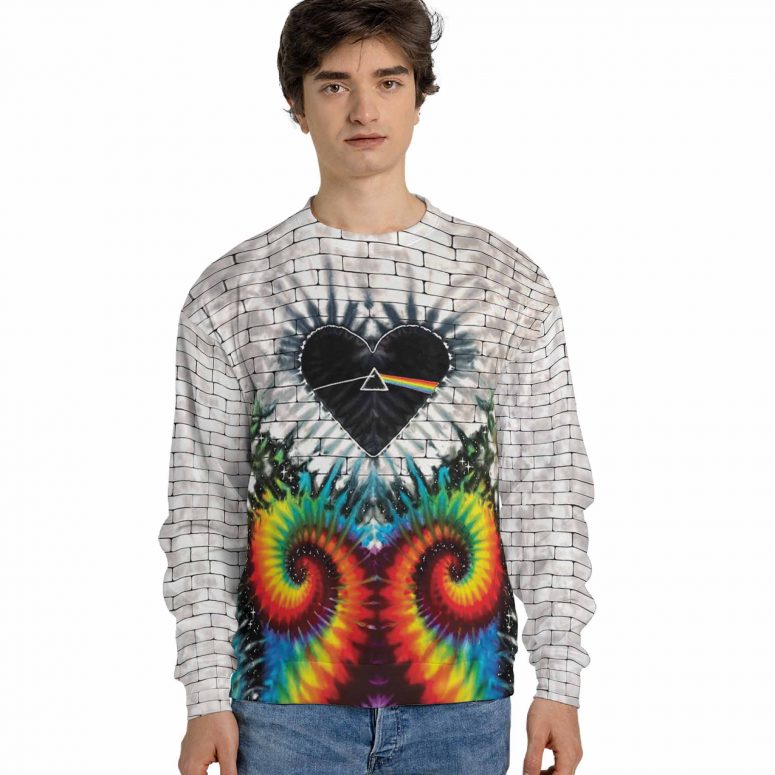 Pink Floyd Shirt - Heart Dark Side Of The Moon Money Lyrics All-Over Tie-Dye Print Pink Floyd Shirt - Heart Dark Side Of The Moon Money Lyrics All-Over Tie-Dye Print