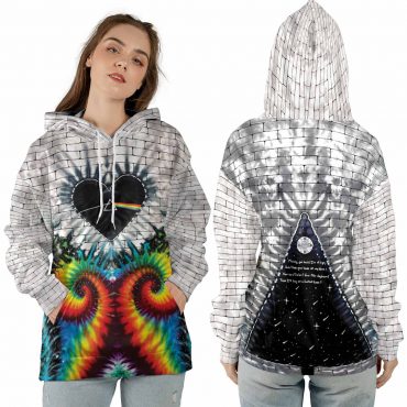 Pink Floyd Shirt - Heart Dark Side Of The Moon Money Lyrics All-Over Tie-Dye Print