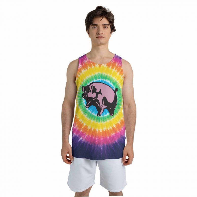 Pink Floyd Shirt - Flying Pig Animals All Over Tie Dye Print Pink Floyd Shirt - Flying Pig Animals All Over Tie Dye Print