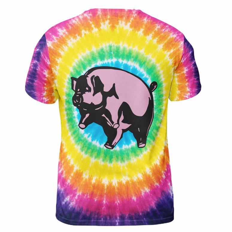 Pink Floyd Shirt - Flying Pig Animals All Over Tie Dye Print Pink Floyd Shirt - Flying Pig Animals All Over Tie Dye Print