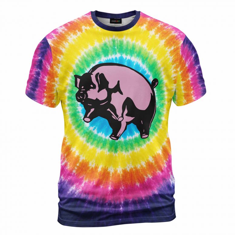 Pink Floyd Shirt - Flying Pig Animals All Over Tie Dye Print Pink Floyd Shirt - Flying Pig Animals All Over Tie Dye Print