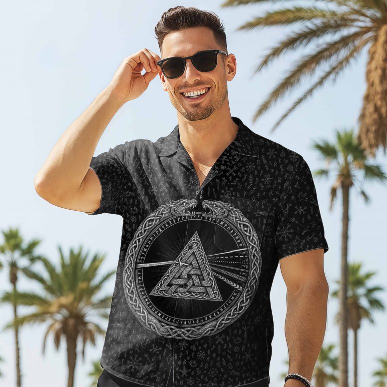 Pink Floyd Hawaiian - Viking Valknut Dark Side Of The Moon