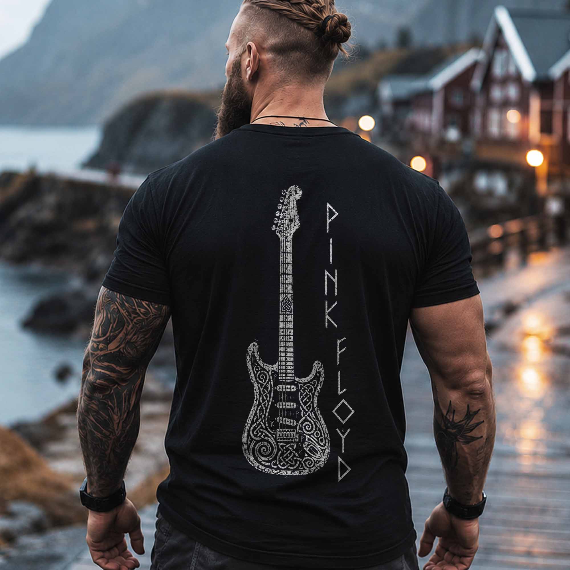 Pink Floyd Print Back Shirt - Viking 1969 Fender Stratocaster Electric Guitar Pink Floyd Print Back Shirt - Viking 1969 Fender Stratocaster Electric Guitar