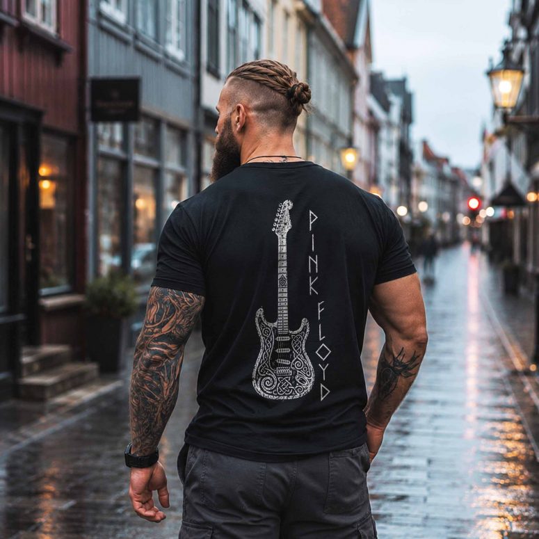 Pink Floyd Print Back Shirt - Viking 1969 Fender Stratocaster Electric Guitar Pink Floyd Print Back Shirt - Viking 1969 Fender Stratocaster Electric Guitar