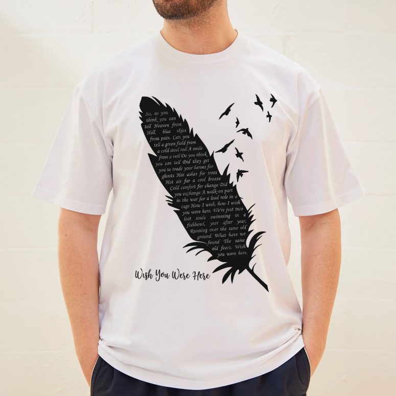 Pink Floyd Shirt - Wish You Were Here Lyrics Black Feather Pink Floyd Shirt - Wish You Were Here Lyrics Black Feather