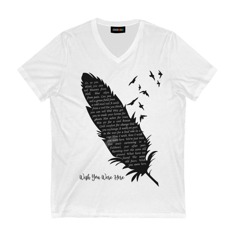 Pink Floyd Shirt - Wish You Were Here Lyrics Black Feather Pink Floyd Shirt - Wish You Were Here Lyrics Black Feather