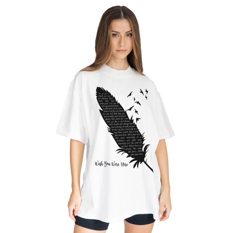 Pink Floyd Shirt - Wish You Were Here Lyrics Black Feather Pink Floyd Shirt - Wish You Were Here Lyrics Black Feather