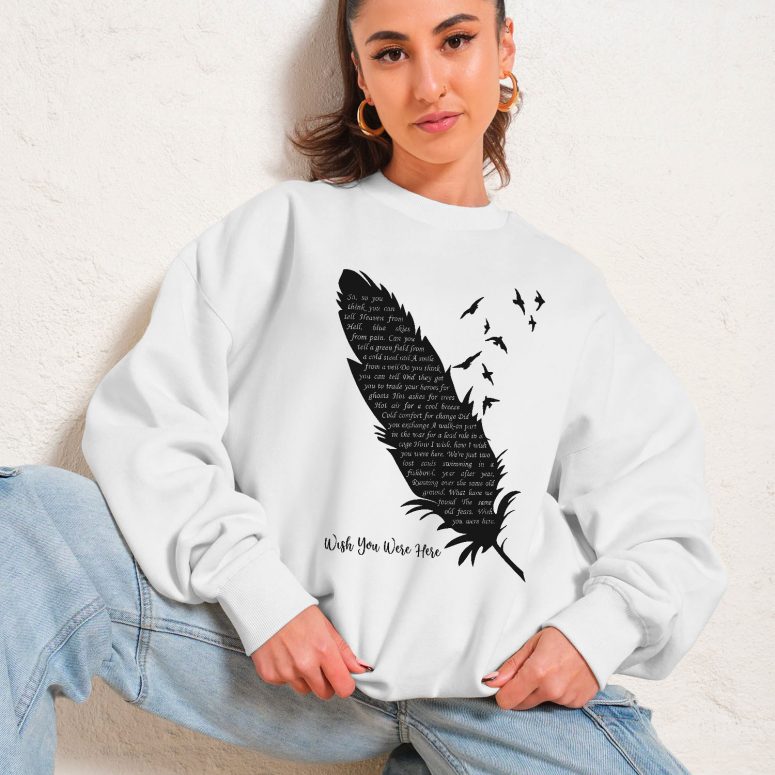 Pink Floyd Shirt - Wish You Were Here Lyrics Black Feather Pink Floyd Shirt - Wish You Were Here Lyrics Black Feather
