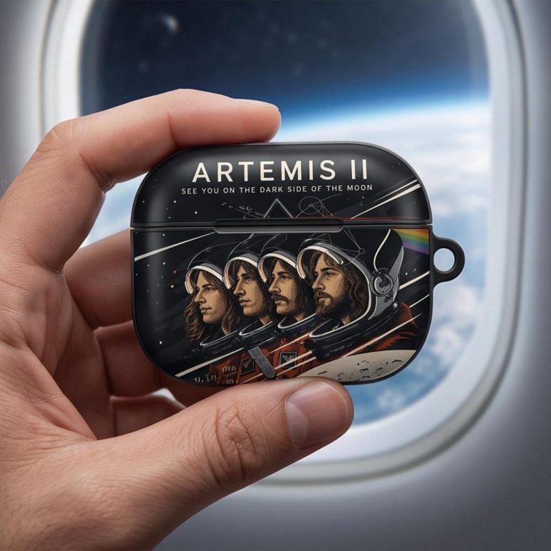 Pink Floyd Airpods Case - Artemis II See You On The Dark Side Of The Moon