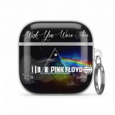 Pink Floyd Airpods Case - Wish You Were Here With Guitar Typography And Signatures